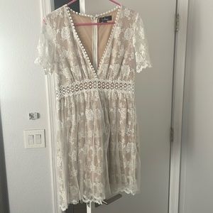 Lulu’s mini floral lace dress - bridal shower or baby shower